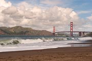The Golden Gate Bridge and Marin Headlands viewed from Baker Beach in San Francisco.