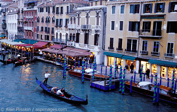 An evening gondola ride in Venice, Italy.