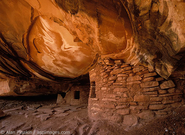 These Anasazi storehouse ruins were tucked under a deep overhang in a cliff face.